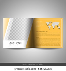 Bi fold square business or educational brochure template design. Stock vector.