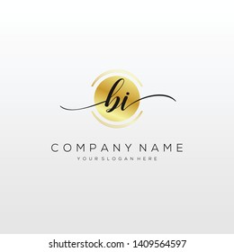 BI handwriting initial logo template vector.