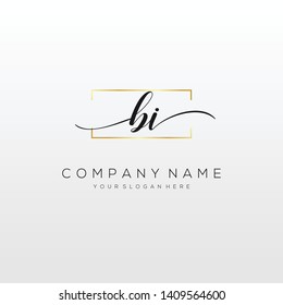 BI handwriting initial logo template vector.