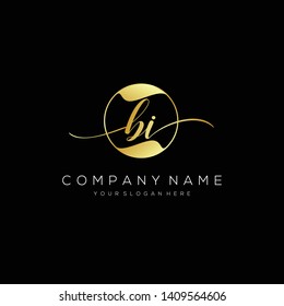 BI handwriting initial logo template vector.