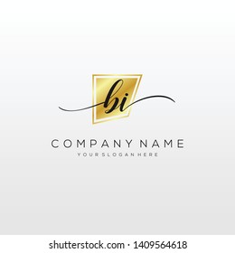 BI handwriting initial logo template vector.