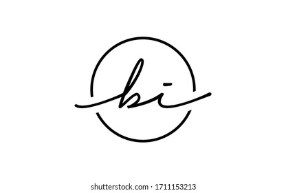 bi or ib and b, i Lowercase Cursive Letter Initial Logo Design, Vector Template