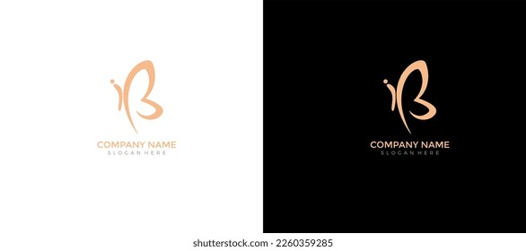 Bi, iB - Butterfly logo design (Beauty, Saloon, Spa, etc.) vector illustration template