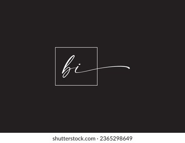 BI  initial handwriting letter logo design and monogram logo