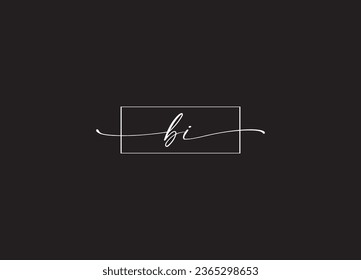 BI  initial handwriting letter logo design and monogram logo