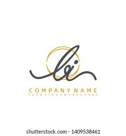 BI Initial handwriting logo concept