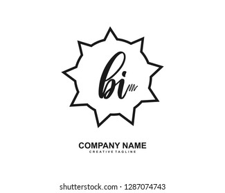 BI Initial Handwriting Logo Template Vector