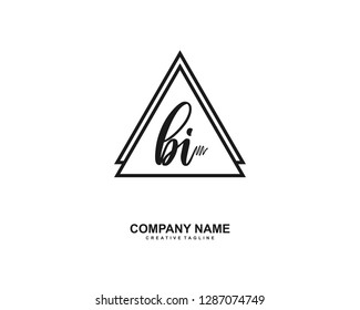 BI Initial Handwriting Logo Template Vector