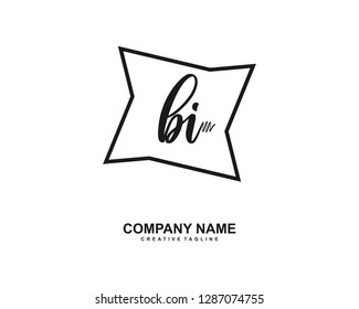 BI Initial Handwriting Logo Template Vector