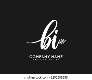 BI Initial Handwriting Logo Template Vector