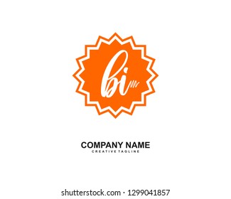 BI Initial Handwriting Logo Template Vector
