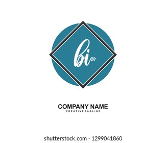 BI Initial Handwriting Logo Template Vector