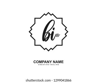 BI Initial Handwriting Logo Template Vector