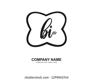 BI Initial Handwriting Logo Template Vector