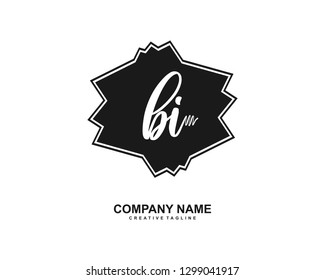 BI Initial Handwriting Logo Template Vector