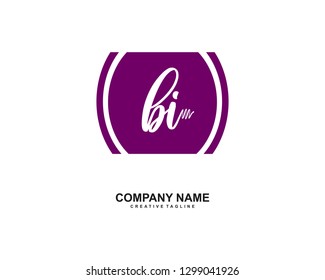BI Initial Handwriting Logo Template Vector