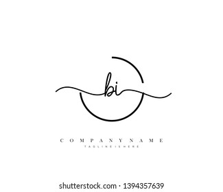 BI initial handwriting logo template vector