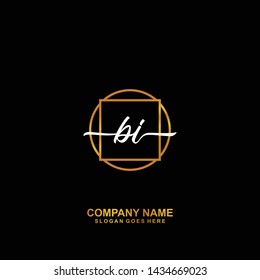 BI Initial handwriting logo template vector