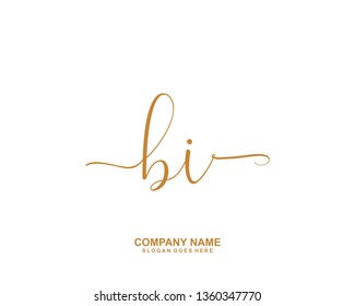 BI Initial handwriting logo vector
