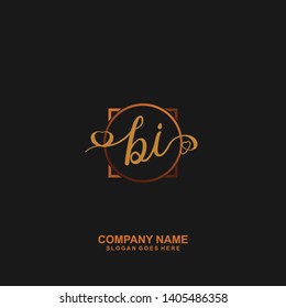BI Initial handwriting logo vector