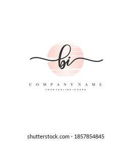 BI Initial handwriting logo vector. Hand lettering With Sunrise for designs.