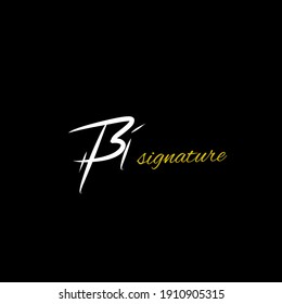 Caligrafía inicial manuscrita BI para monograma y logotipo