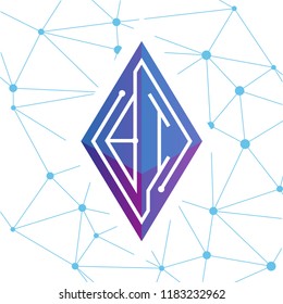 BI Initial letter block chain logo icon vector template. Looping mono line circuit letter on rhombus cube logo