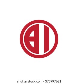 BI initial letters circle business logo red
