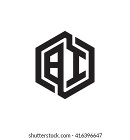 BI initial letters loop linked hexagon monogram logo