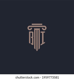 BI initial logo monogram with pillar style design for law firm and justice company