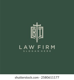 BI initial monogram for law firm with sword and shield logo image