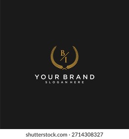BI letra inicial del monograma para el logotipo de su marca con diseño de Imagen de hoja