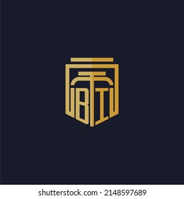 BI initial monogram logo elegant with shield style design for wall mural lawfirm gaming