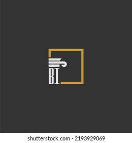 BI initial monogram logo for lawfirm with pillar in creative square design
