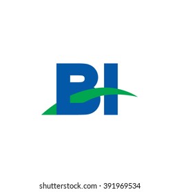 BI initial overlapping swoosh letter logo blue green