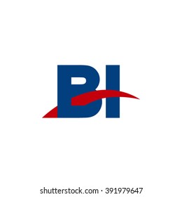 BI initial overlapping swoosh letter logo blue red