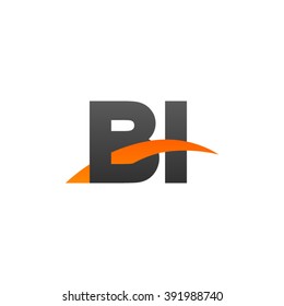 BI initial overlapping swoosh letter logo black orange