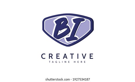 Iniciales BI, vector de logotipo de escritura a mano