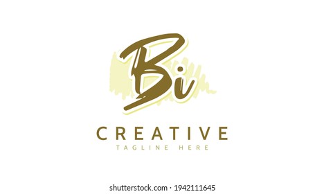 BI Initials, handwriting logo vector