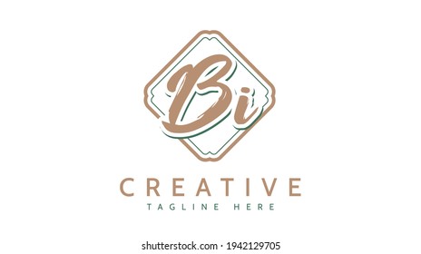 BI Initials, handwriting logo vector