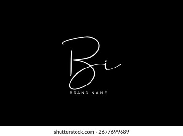 Logotipo cursivo elegante de la escritura de la belleza de la letra del BI.
