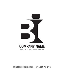 BI letter logo connected concept isolated on white background.