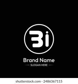 BI-Buchstabe Logo Design. Schwarzer Hintergrund.