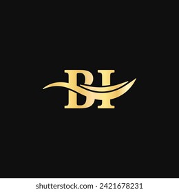 B.I Logo elegante Monograma diseño lujoso serif tipografía vector de nombre de negocio arte dorado Logotipos