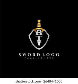 Monograma de luxo de letras BI para imagem de estilo escudo e espada