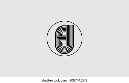 BI Lines Warp Logo Design. Letter Icon Made with Circular Outline.