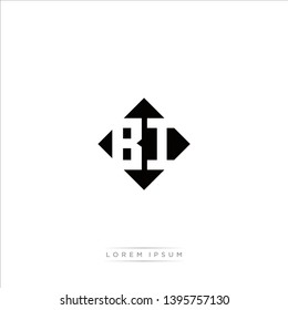 BI Logo Capital Modern of Negative Space Square Designs Template with White Background