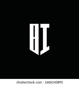 BI logo monogram with emblem style isolated on black background