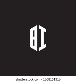 BI Logo monogram with hexagon shape style design template isolated on black background