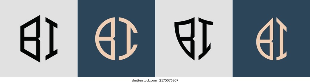 BI modern initial letter logo design vector bundle. It will be suitable for which company or brand name start those initial.